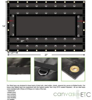 14x27 Steel Tarp 18 oz Vinyl CanvasETC