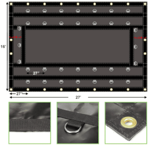 Steel Tarp 16' x 27' 18 oz Vinyl Black
