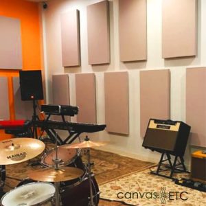 Acoustic fabric panels in music studio