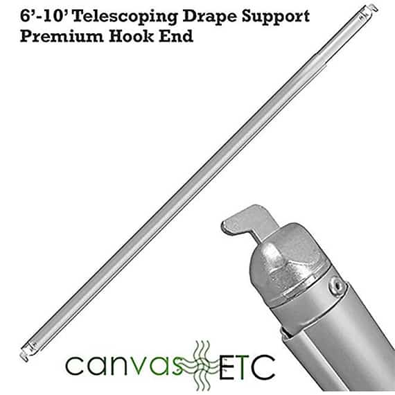 6-10 foot telescoping drape support premium hook end