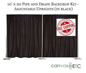 10x20 adjustable pipe and drape backdrop kits in black