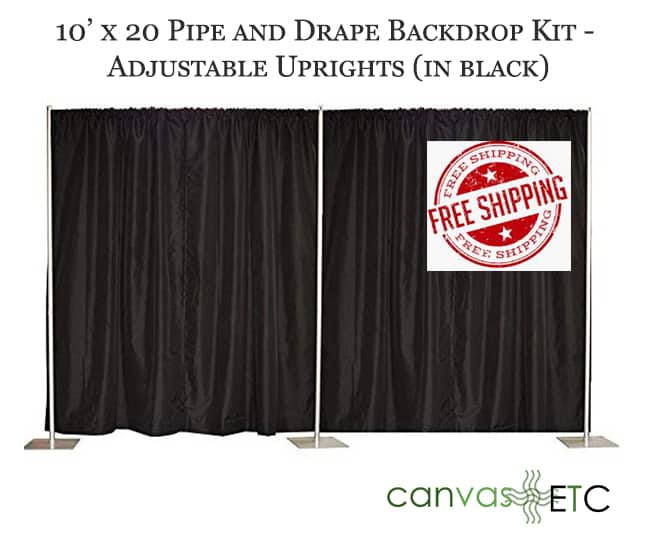 10x20 adjustable pipe and drape backdrop kits in black