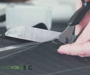 Cutting the outdoor seat cushion fabric