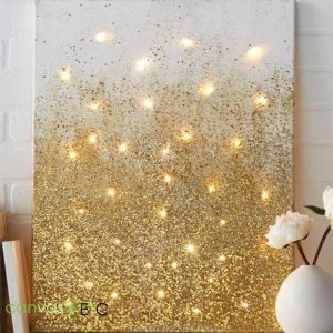 Gold glittered canvas backlit