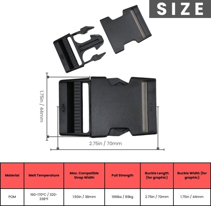 Black Plastic Side Release buckles 1.5"