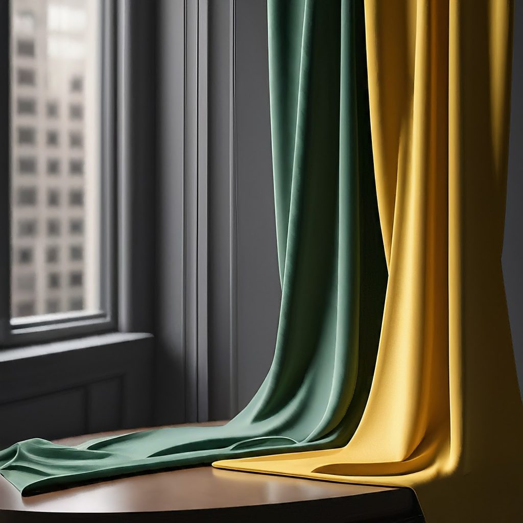 Side-by-side comparison of different pipe and drape fabrics