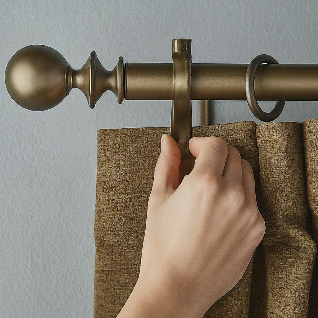 Adjusting the width of a pipe and drape support rod