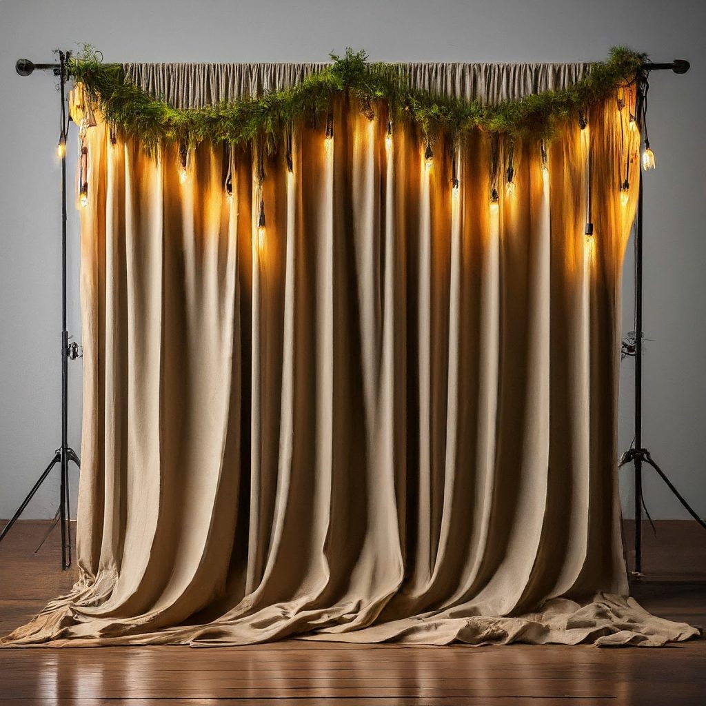Completed pipe and drape backdrop with lights