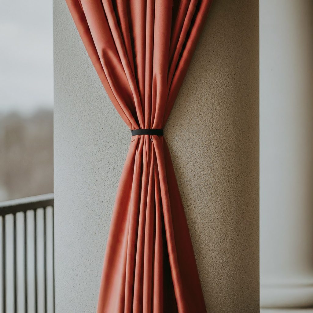Pipe and drape creatively used to decorate a column and enhance the space's aesthetic