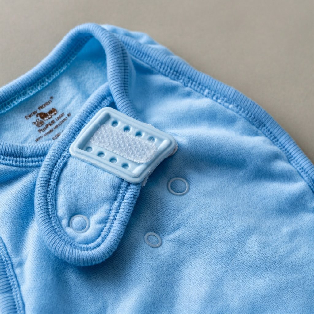 Baby onesie with silent hook and loop closure for easy diaper changes