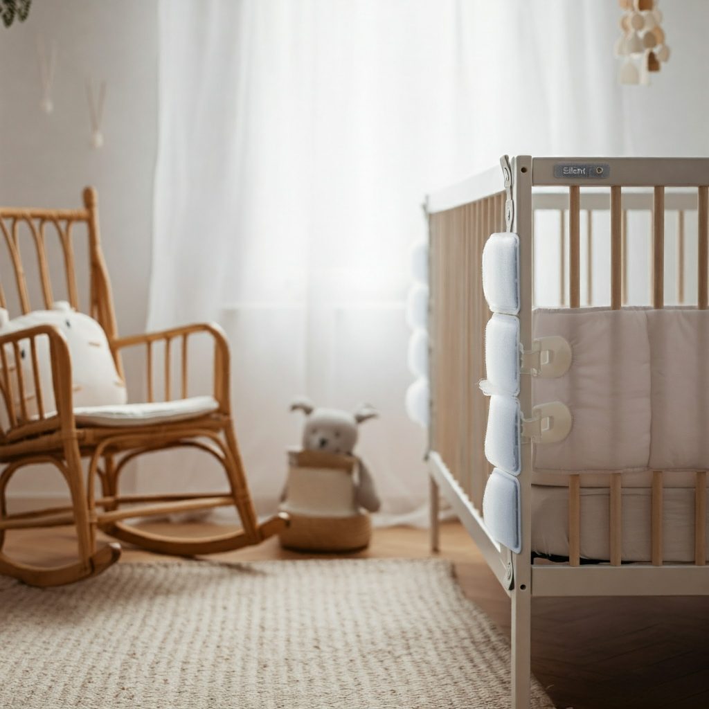 Silent hook and loop fasteners create a calm nursery environment