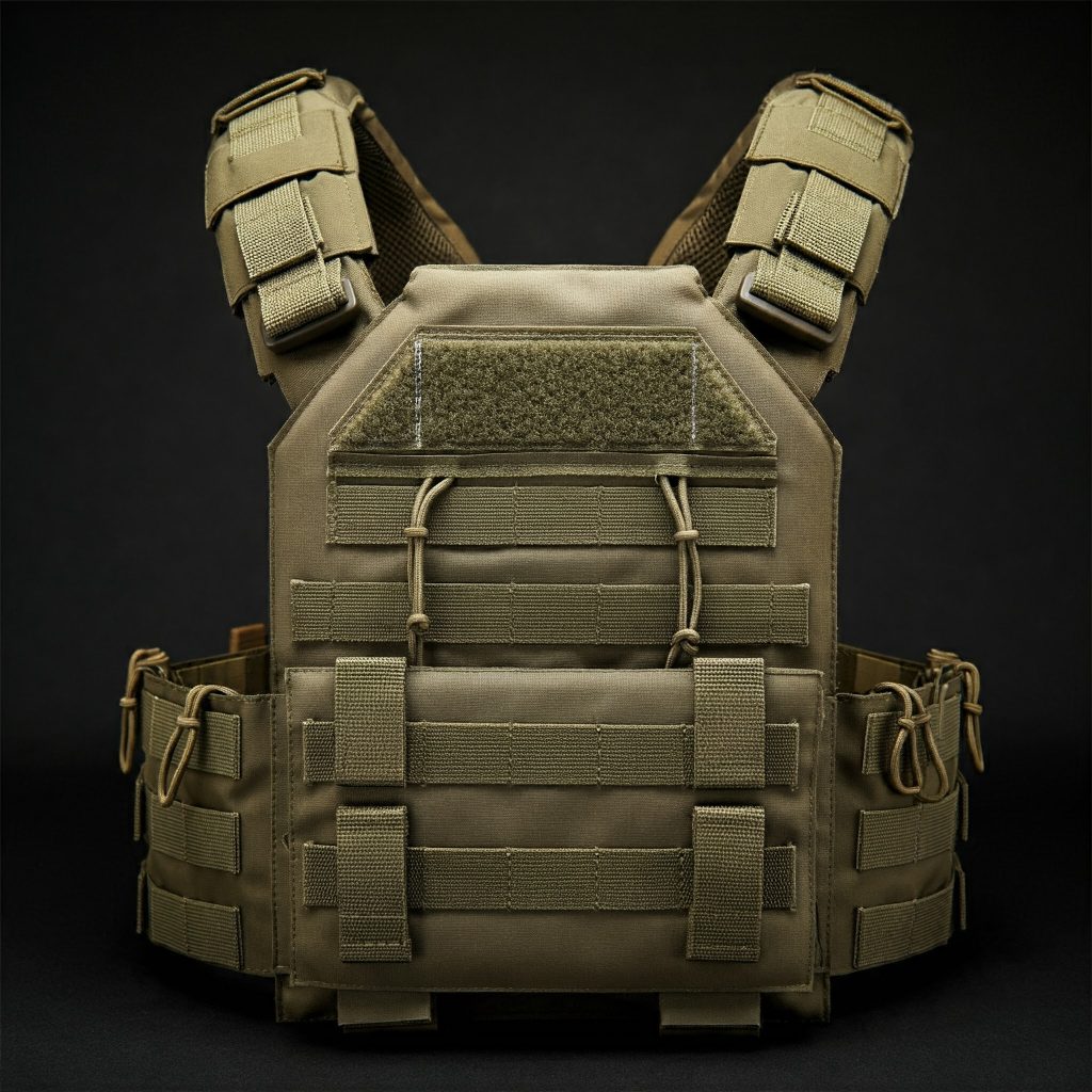 Tactical vest with silent hook and loop patches for attaching equipment