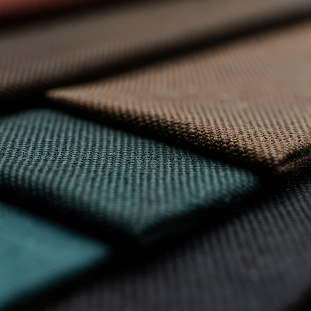 Close-up view of various canvas fabric weaves for banners