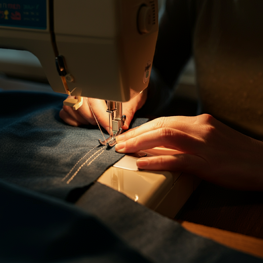 Sewing a seam using a sewing machine
