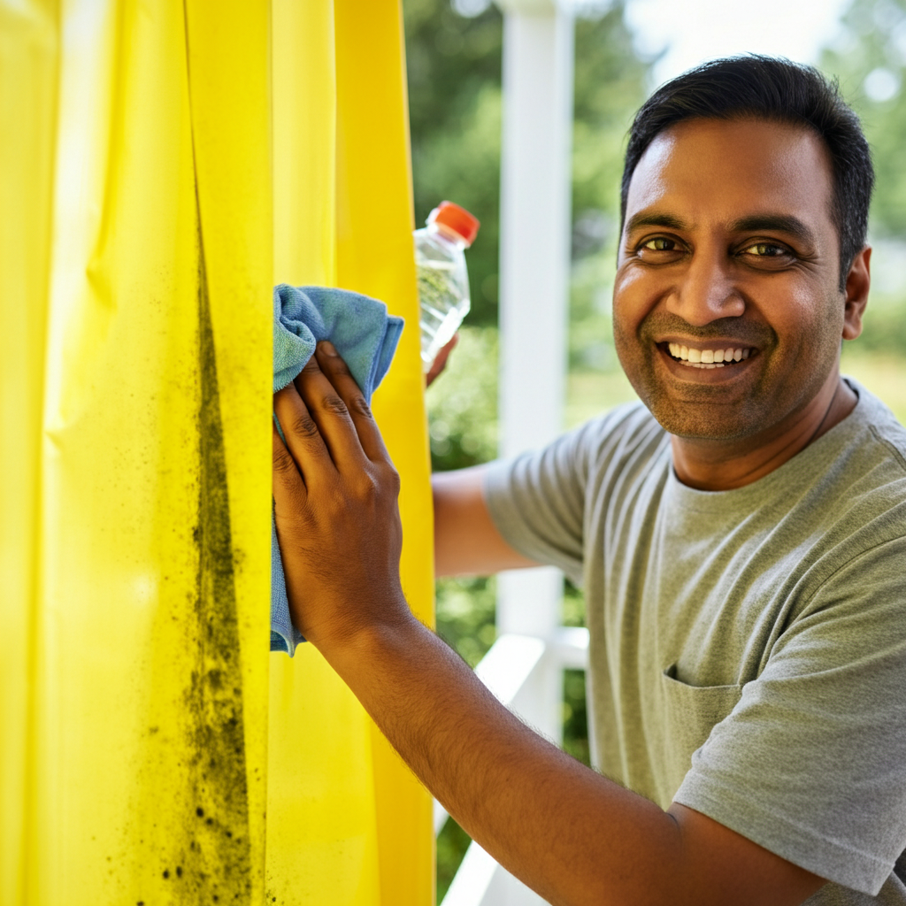 Cleaning mildew from vinyl outdoor curtains to maintain their appearance