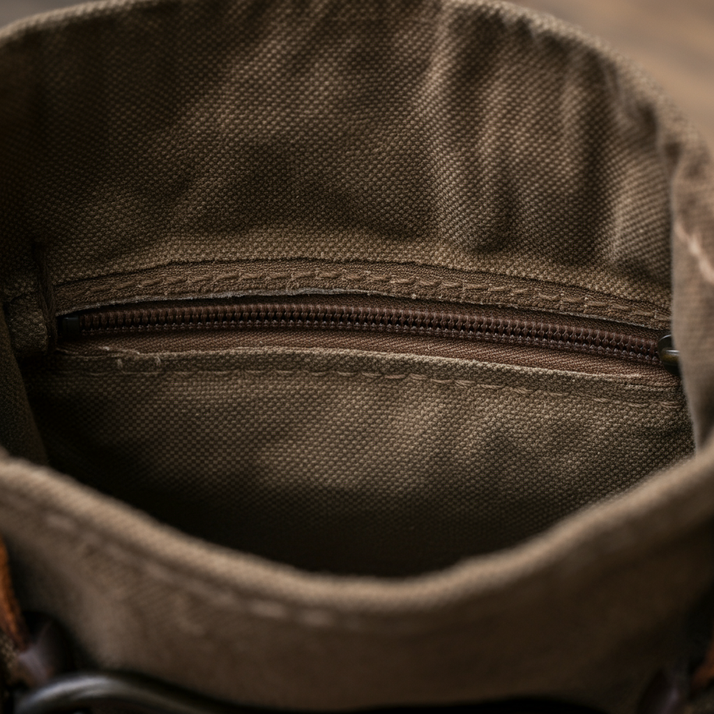 Durable canvas fabric used as a bag lining
