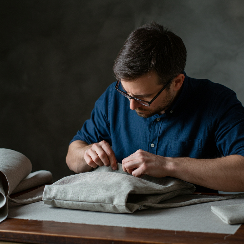 Sewing lining fabric into a handmade bag