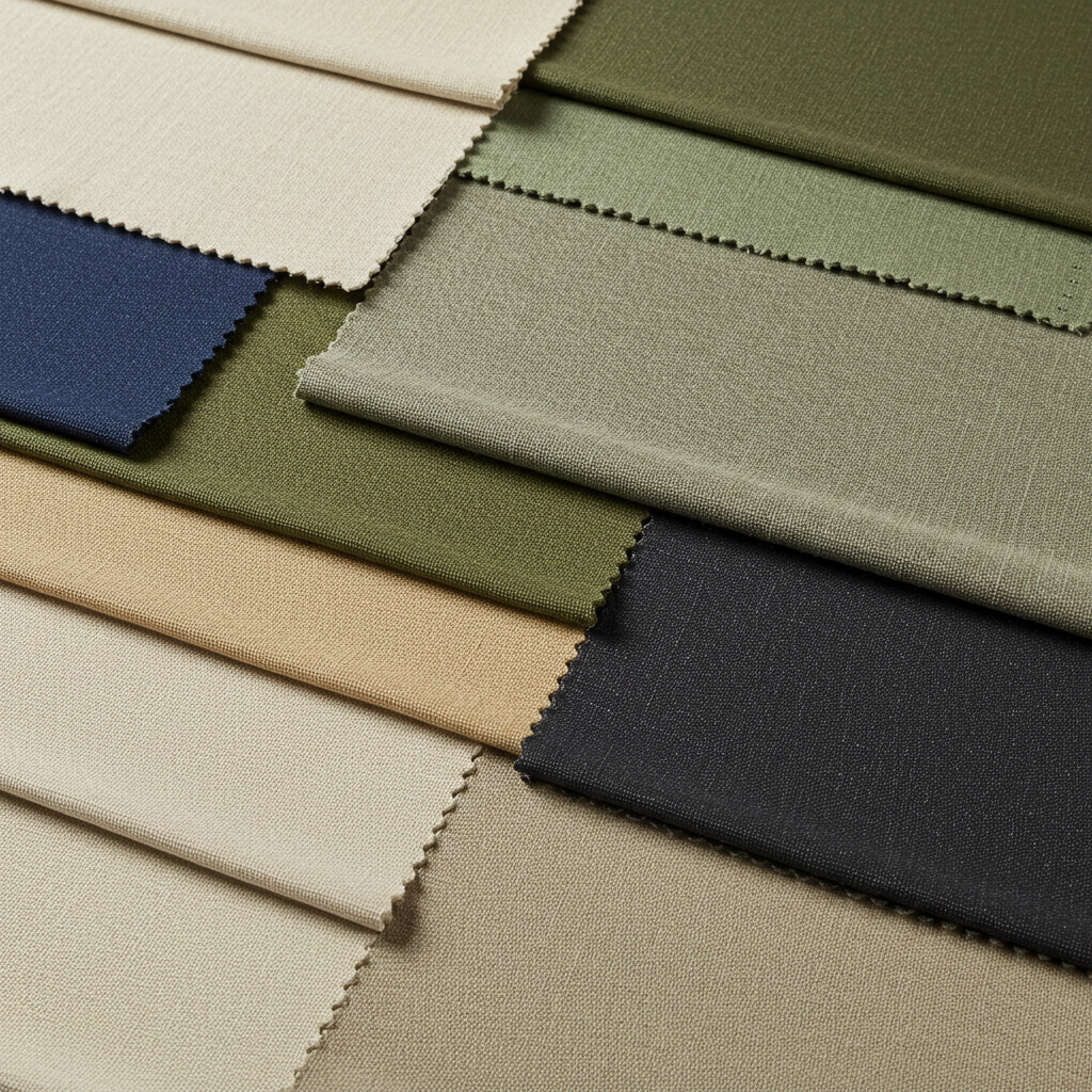 Swatches of duck canvas fabric in various weights and colors, showcasing the range of options available