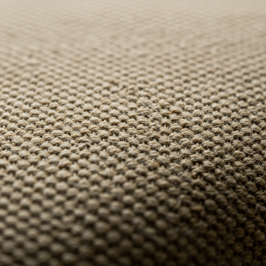 Close-up of tightly woven, natural-colored duck canvas fabric, showcasing its durable texture and characteristic plain weave, ideal for upholstery projects.