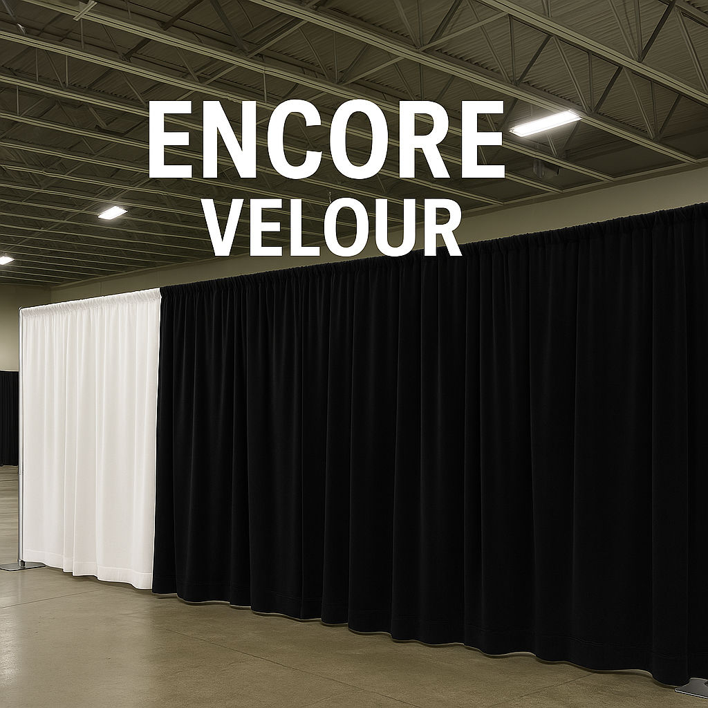draped as stage curtains