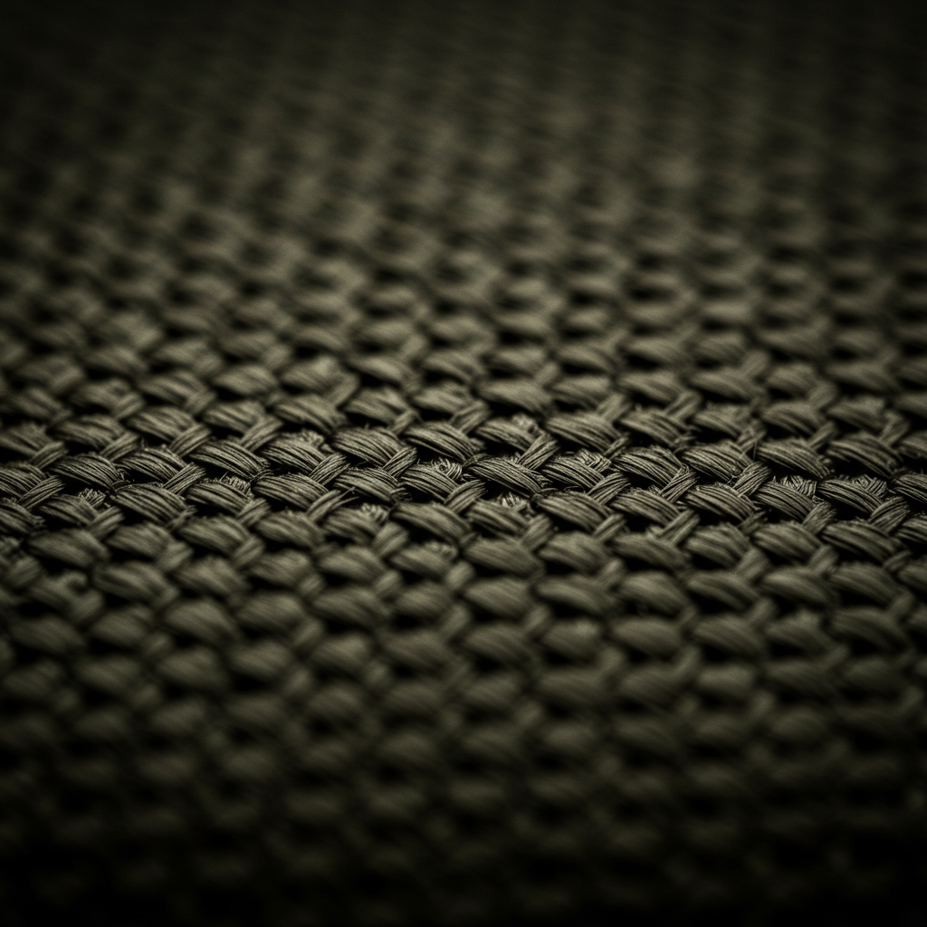 Detailed photograph shows the thick yarns and dense, robust weave construction typical of high-denier fabrics known for strength and durability.