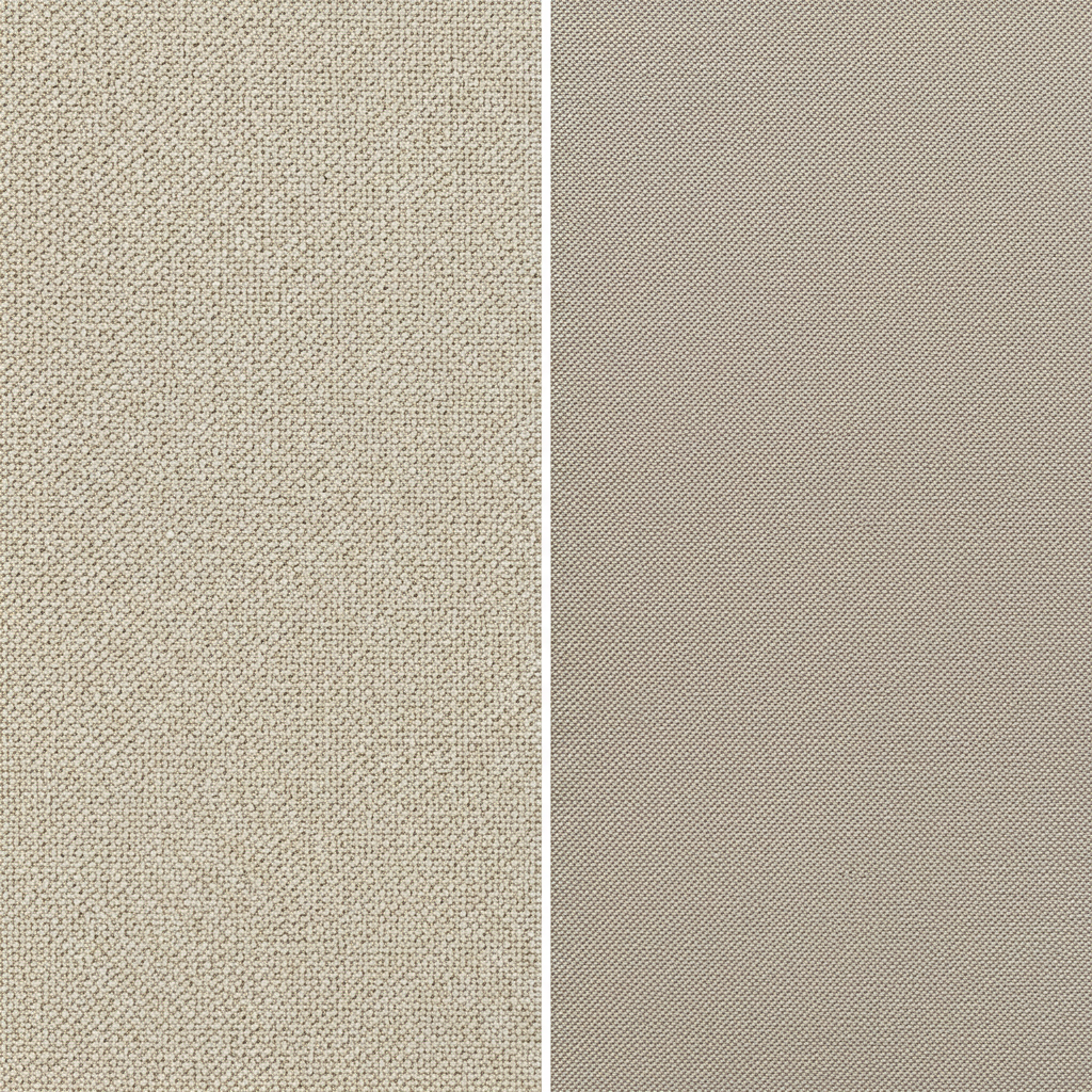 Close-up comparison showing the natural weave texture of cotton canvas versus the smoother surface of polyester canvas for digital printing.