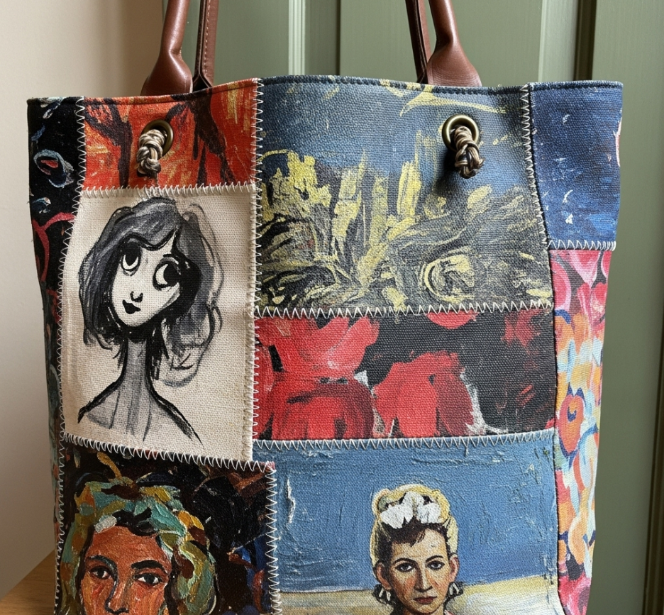 upcycled canvas tote bag