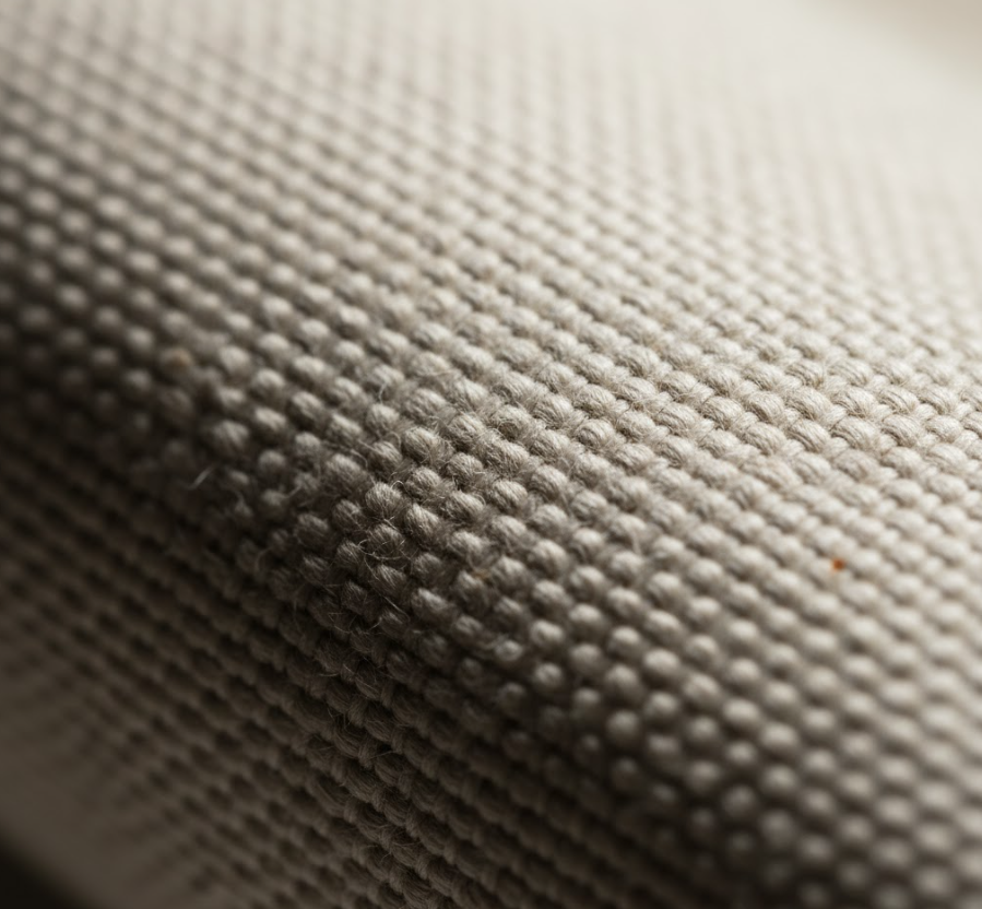 A close-up of the non-glare, textured weave of a 10 oz. cotton duck canvas banner material.