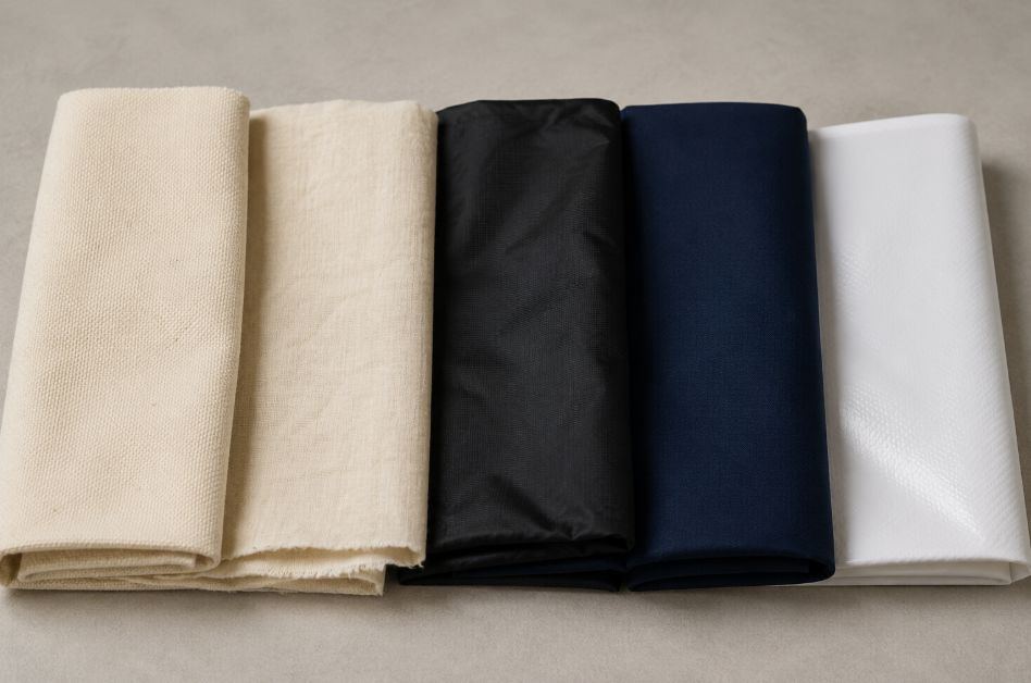 Budget fabric options including canvas muslin nylon polyester and vinyl-coated fabric