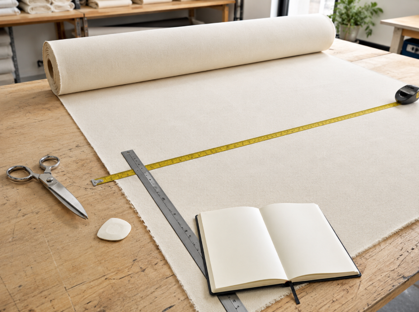 Measuring fabric width to compare cost per usable yard for a large project